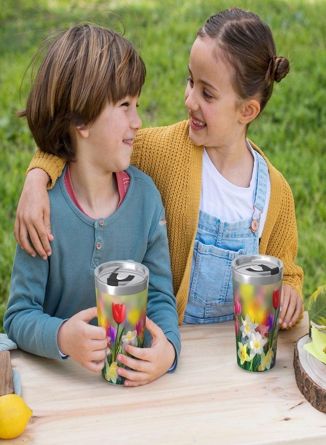 Dewoofly Spring Floral 12 OZ Insulated Tumbler Mug with Lid Straw, Summer Colorful Flowers Double Wall Vacuum Insulated Travel Coffee Cup for Hot and Cold Drinks - Image 4